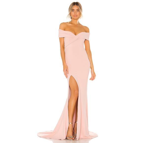 Nookie Neptune Gown Maxi Dress Off Shoulder Formal Gala Party Prom Blush XS - Picture 2 of 16